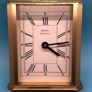 Tiffany Portfolio Brass Desk Table Shelf Clock